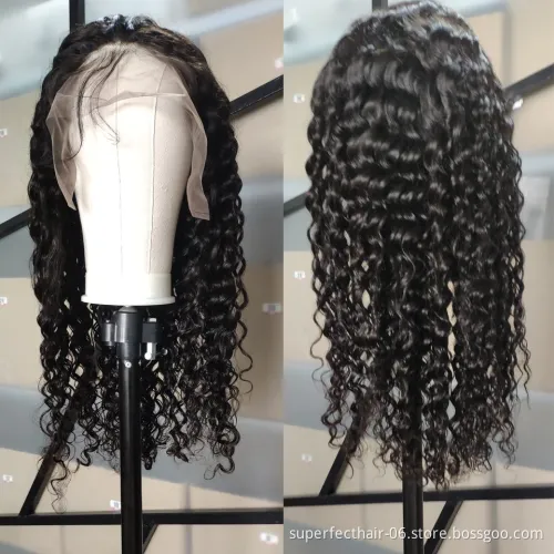 Wholesale 180% Density For Black Women Natural Hairline Cheap 100% Brazilian Virgin Human Hair Deep Wave Lace Front Wig